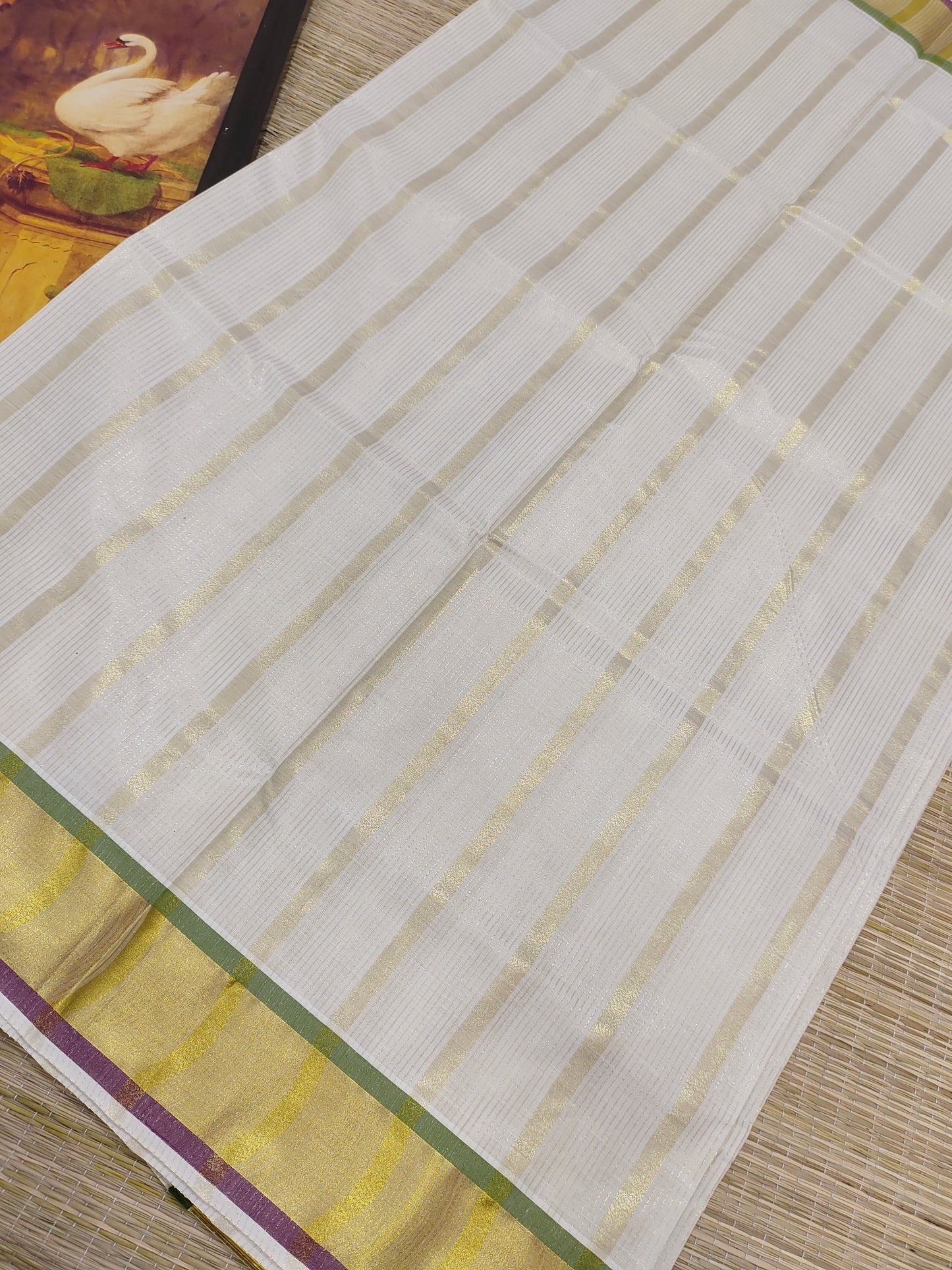 Premium cotton saree with body lines and premium zari