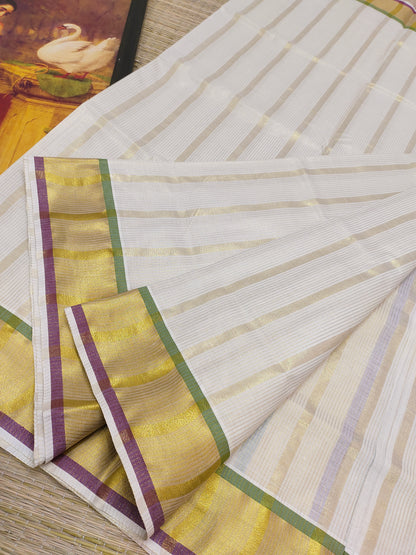 Premium cotton saree with body lines and premium zari