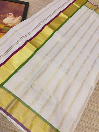 Premium cotton saree with body lines and premium zari