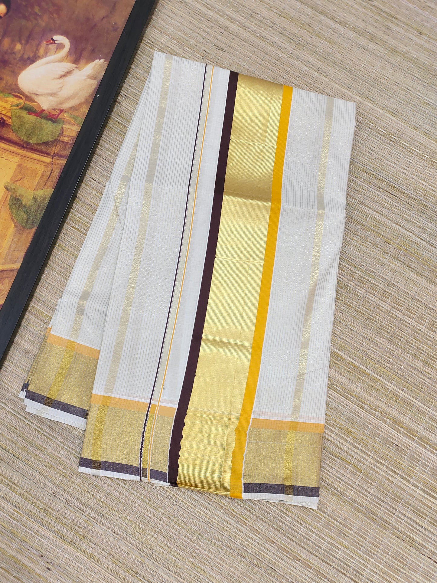 Premium cotton saree with body lines and premium zari