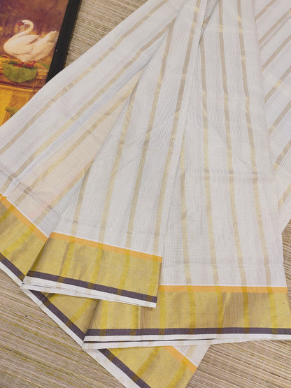 Premium cotton saree with body lines and premium zari