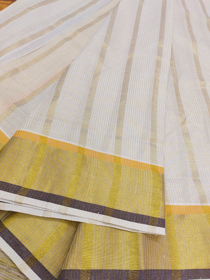 Premium cotton saree with body lines and premium zari