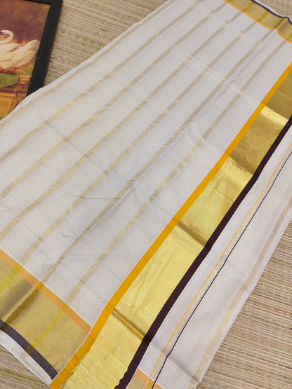 Premium cotton saree with body lines and premium zari
