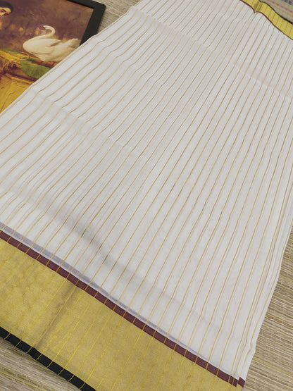 Premium  Cotton Allover Stripes Handloom Saree