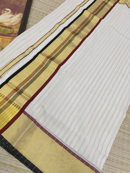 Premium  Cotton Allover Stripes Handloom Saree