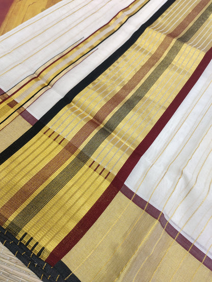 Premium  Cotton Allover Stripes Handloom Saree