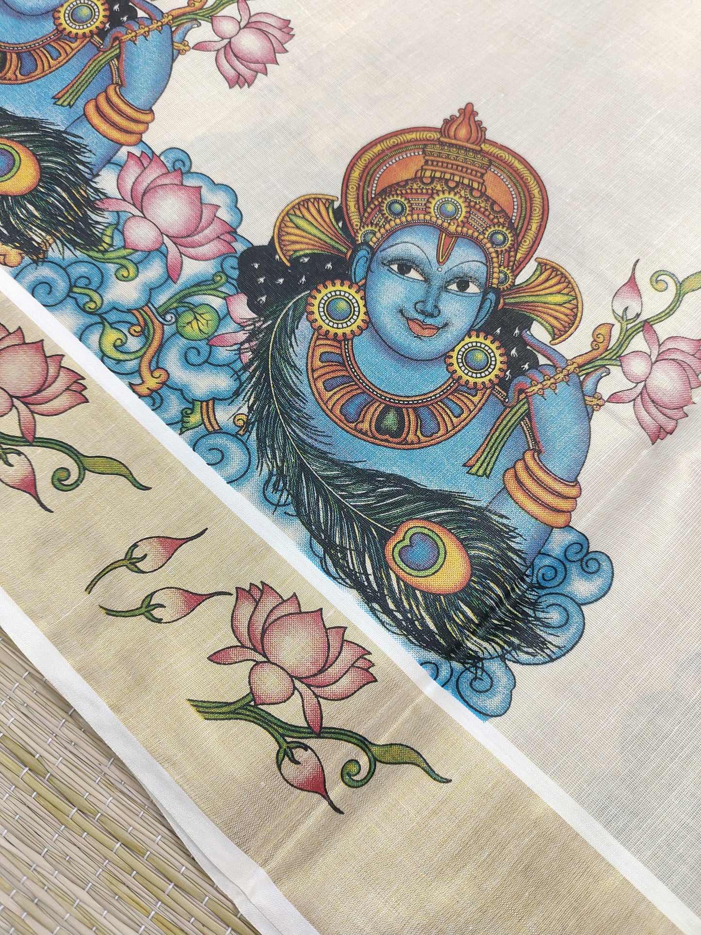 Tissue saree featuring elegant mural prints