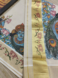 Tissue saree featuring elegant mural prints