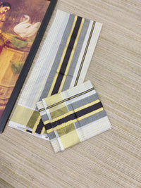 Pure cotton Kerala Set Mundu with all-over zari checks (2.80m).