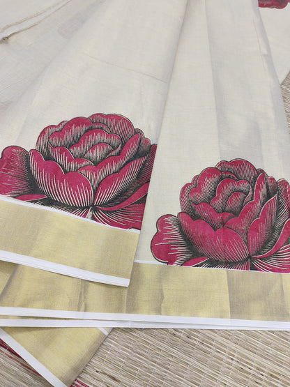 Premium gold tissue featuring 3D-inspired rose prints