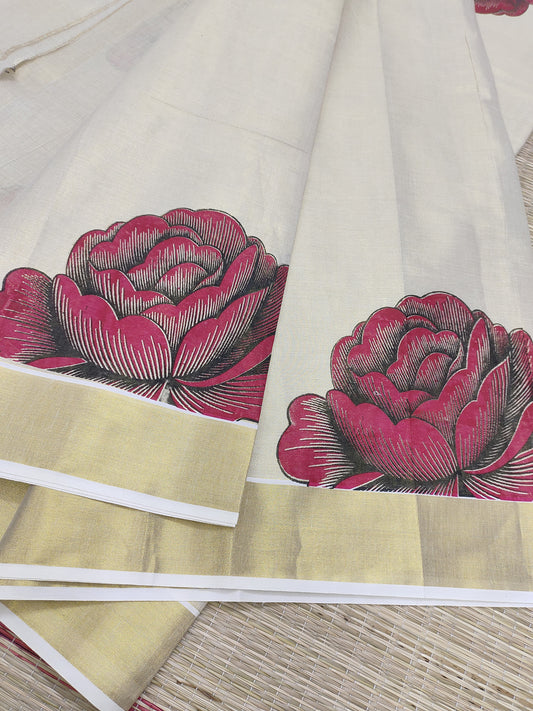 Premium gold tissue featuring 3D-inspired rose prints
