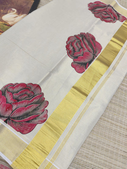 Premium gold tissue featuring 3D-inspired rose prints