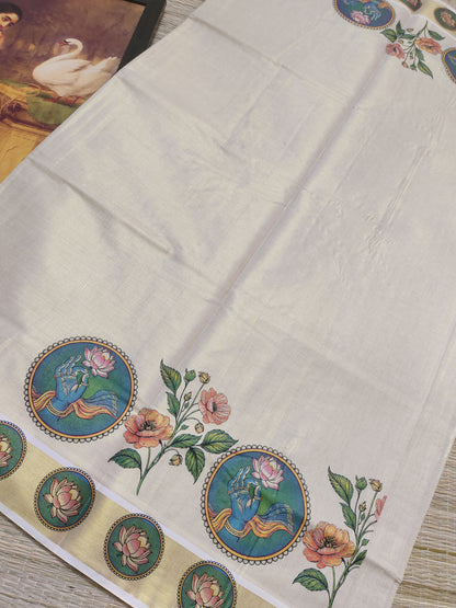Premium Tissue Saree With Pichwai Inspired Prints