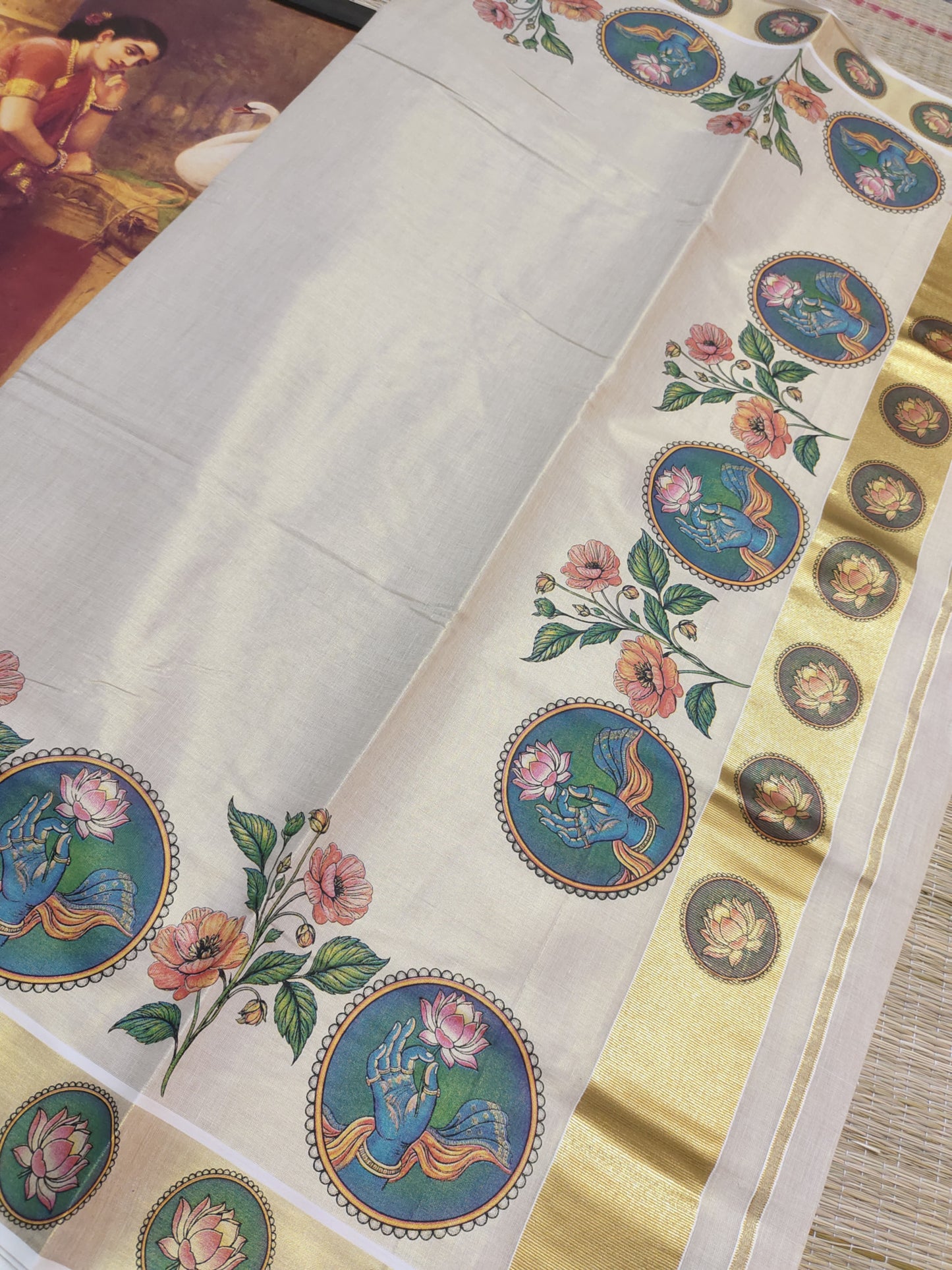 Premium Tissue Saree With Pichwai Inspired Prints