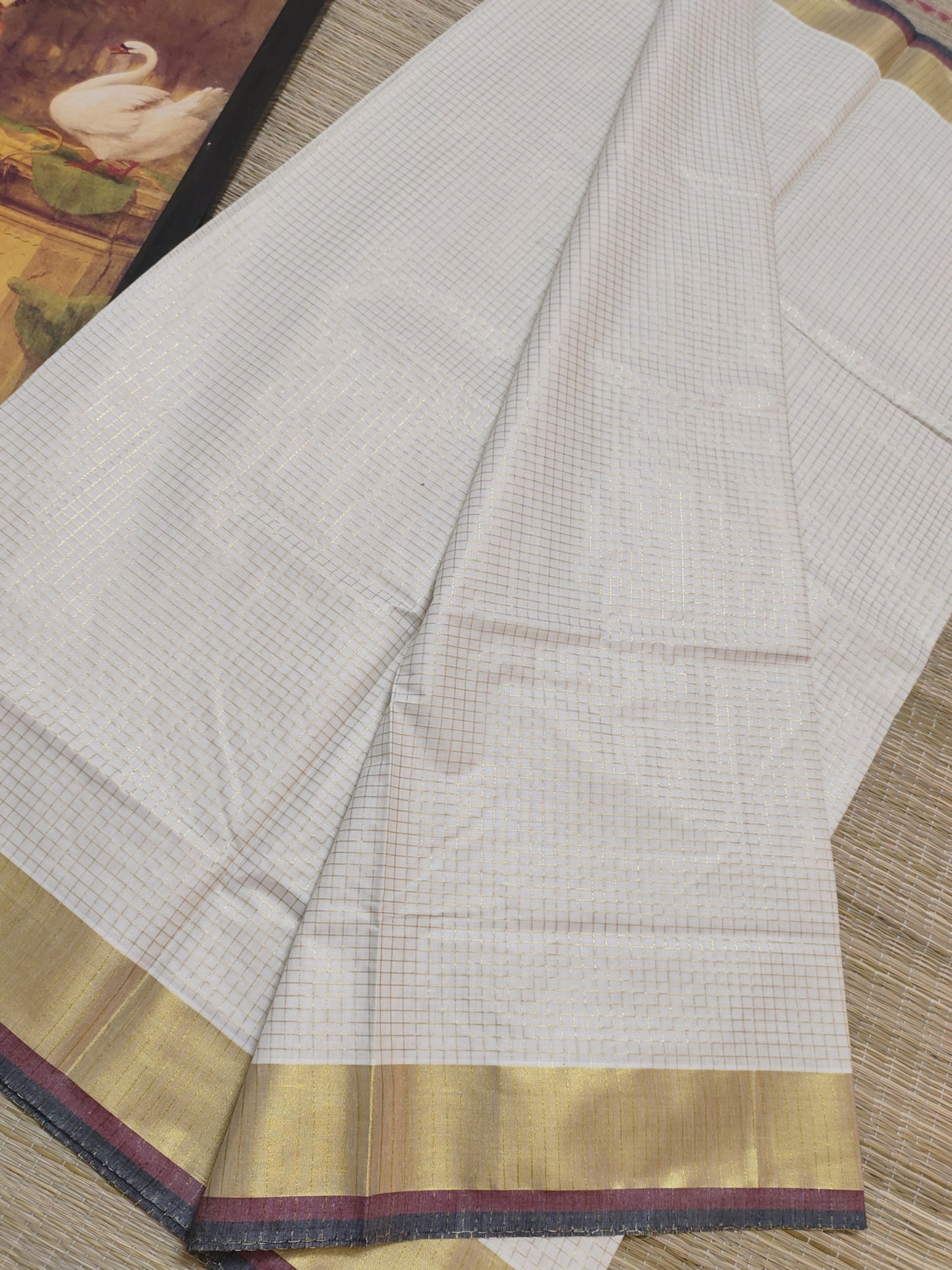 Premium Cotton Saree With Micro Checks