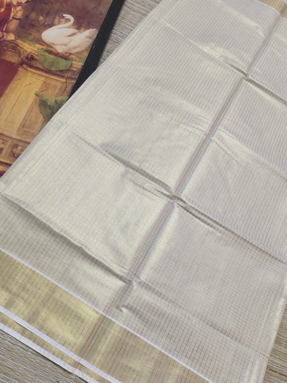 Premium Tissue Saree With Micro Checks
