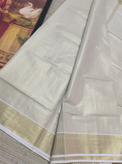 Premium Tissue Saree With Micro Checks