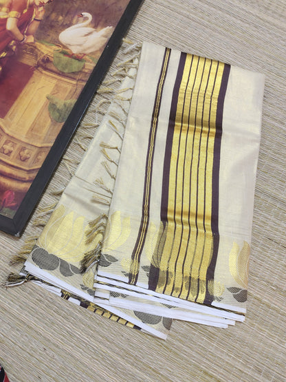 Premium Tissue Saree With Lotus Weave On Borders