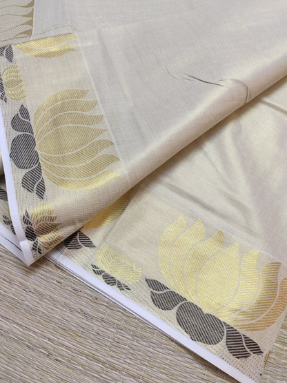 Premium Tissue Saree With Lotus Weave On Borders