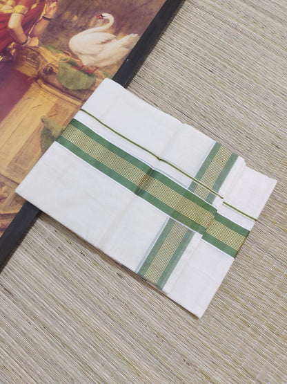 Premium Handloom Kuthampully Woven Men's Double Mundu (4 Metres).