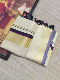 Premium Golden Tissue Saree With Micro Checks