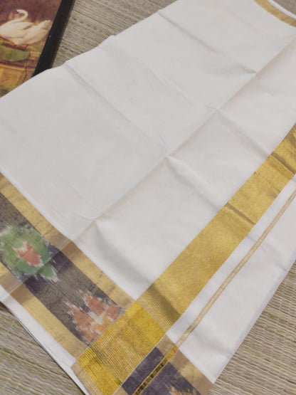 Kerala Cotton Saree With Pochampally Borders