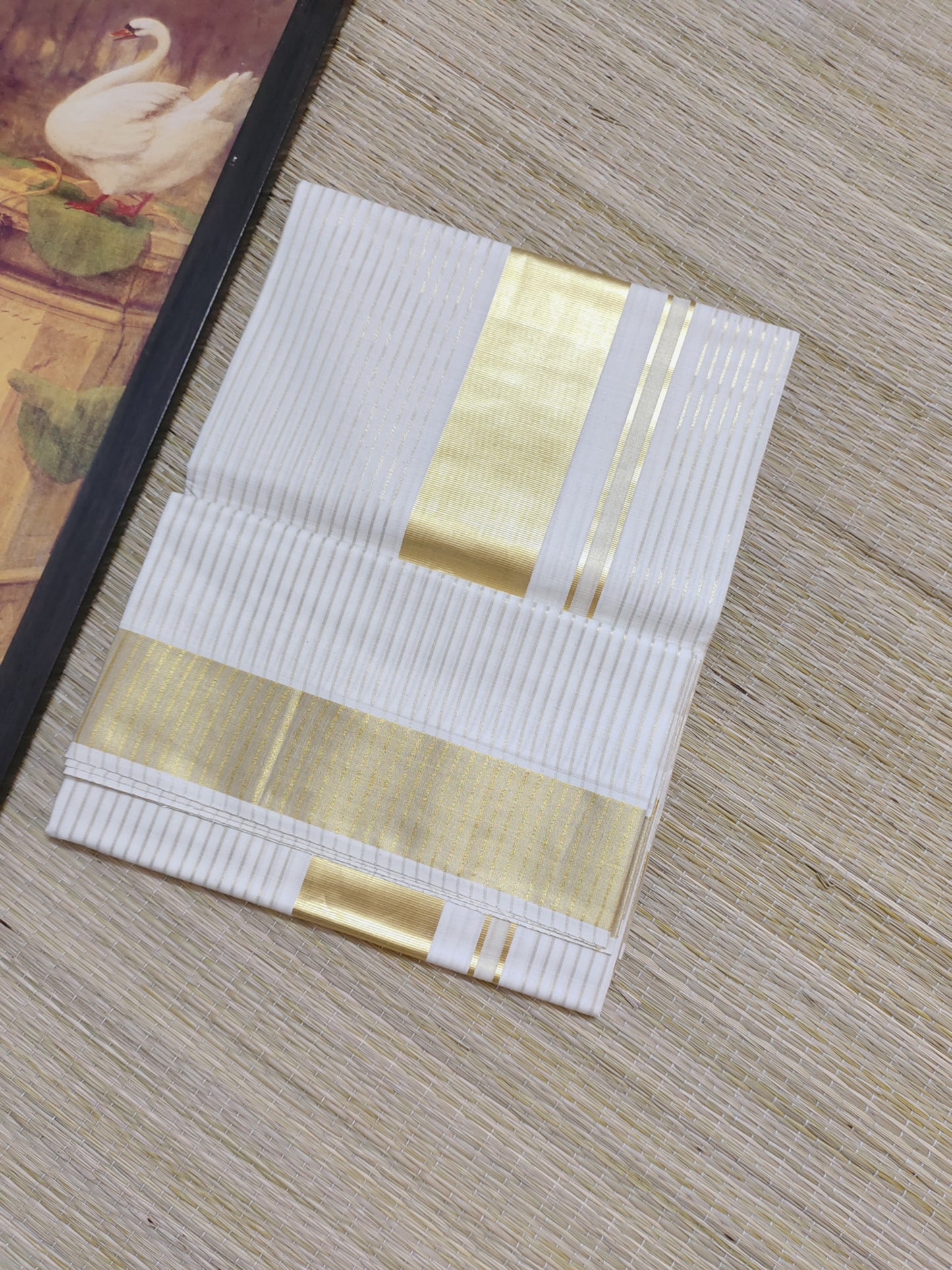 Premium Cotton Saree  With Full Body Stripes