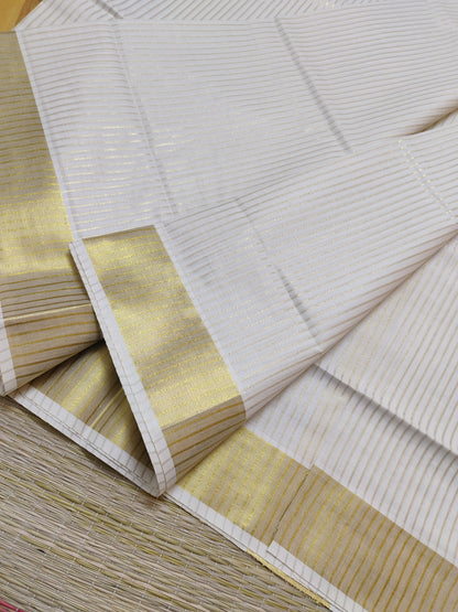 Premium Cotton Saree  With Full Body Stripes