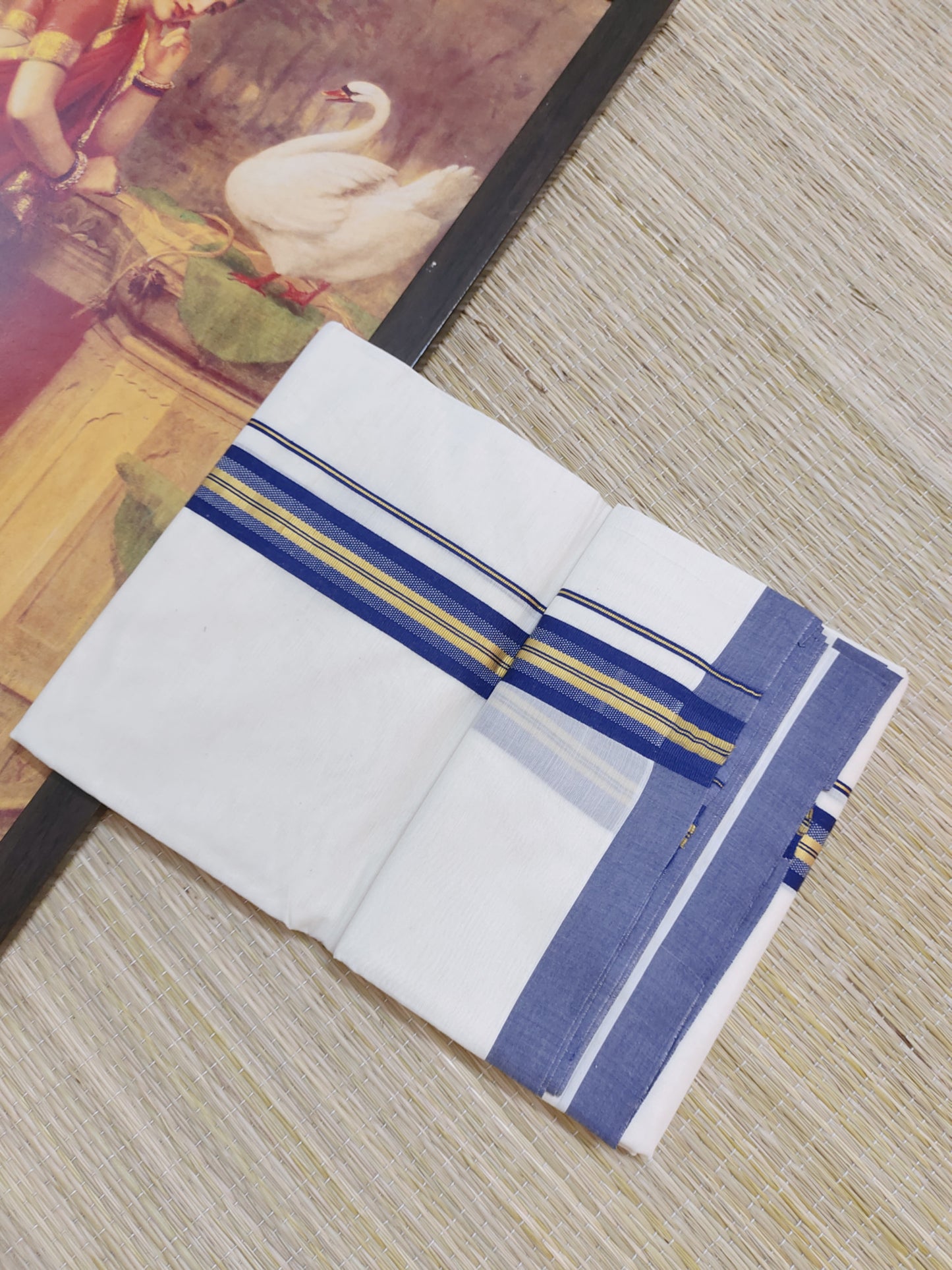Premium Cotton Men's Double Dhoti (4 Metres).