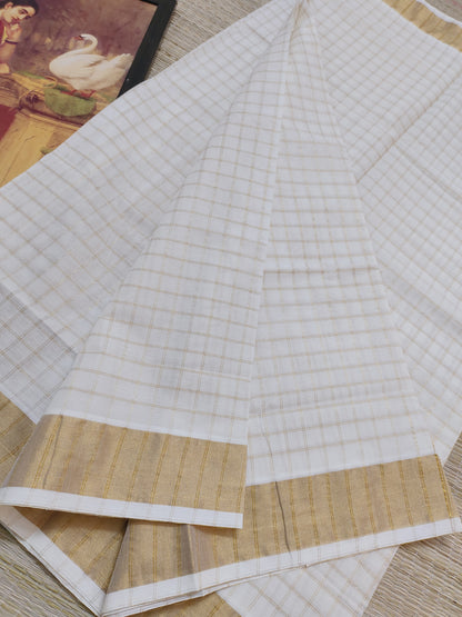 Cotton Saree With All-Over Checks