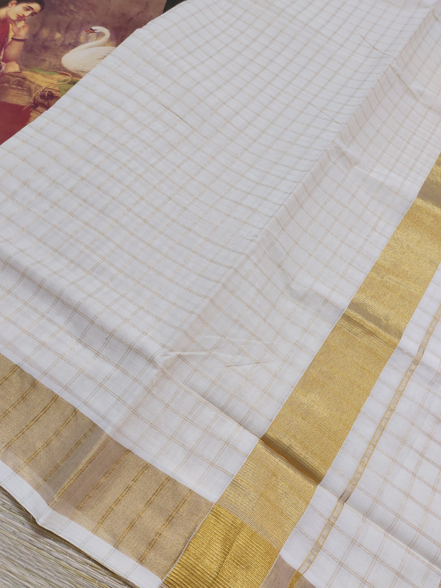 Cotton Saree With All-Over Checks