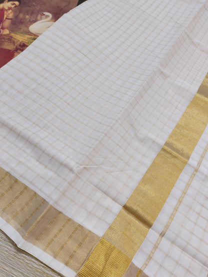 Cotton Saree With All-Over Checks