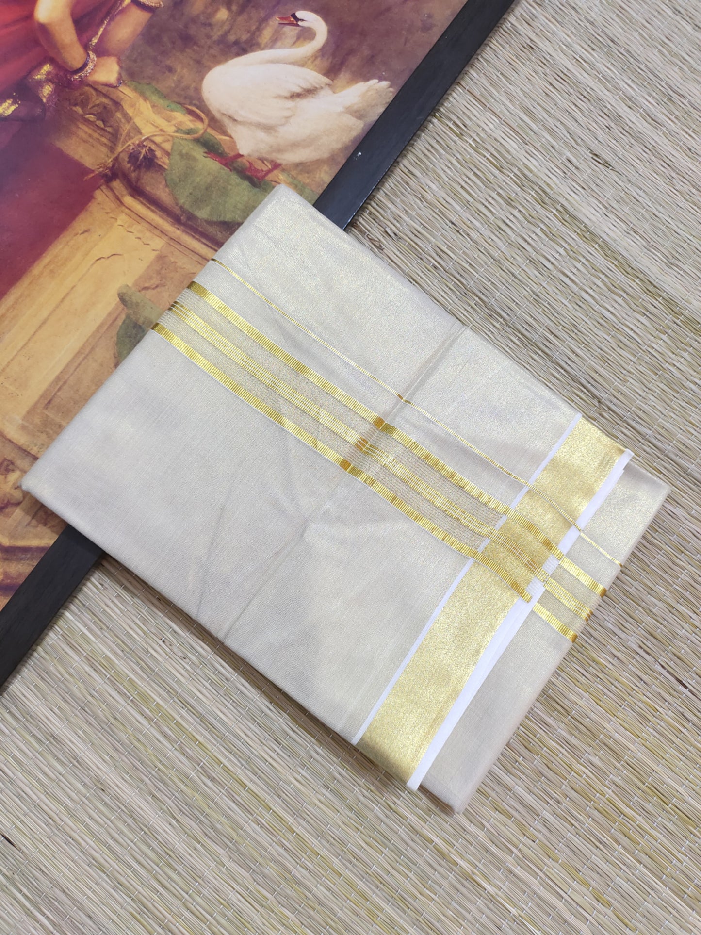 Premium Tissue Men's Double Dhoti (4 Metres).