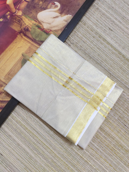 Premium Tissue Men's Double Dhoti (4 Metres).