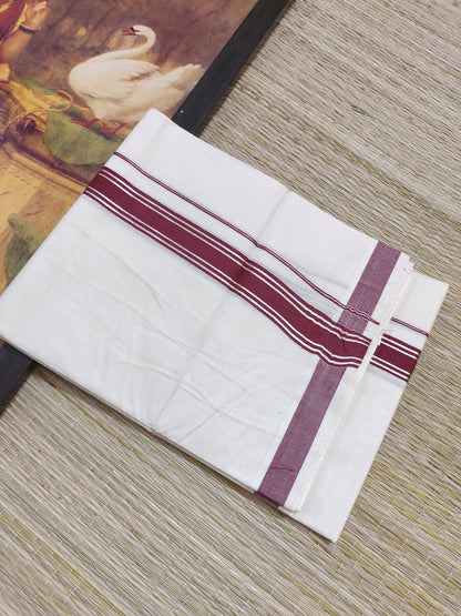 Premium Cotton  Silver Kasavu Men's Double Dhoti (4 Metres).