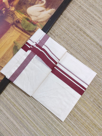 Silver Kasavu Cotton Men's Double Dhoti (4 Metres).