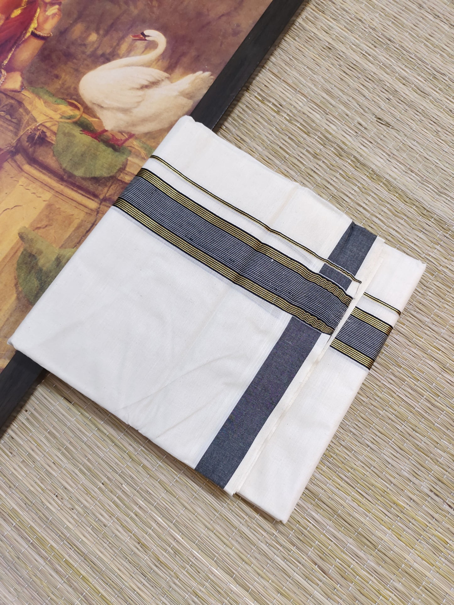 Premium Cotton Men's Double Dhoti (4 Metres).