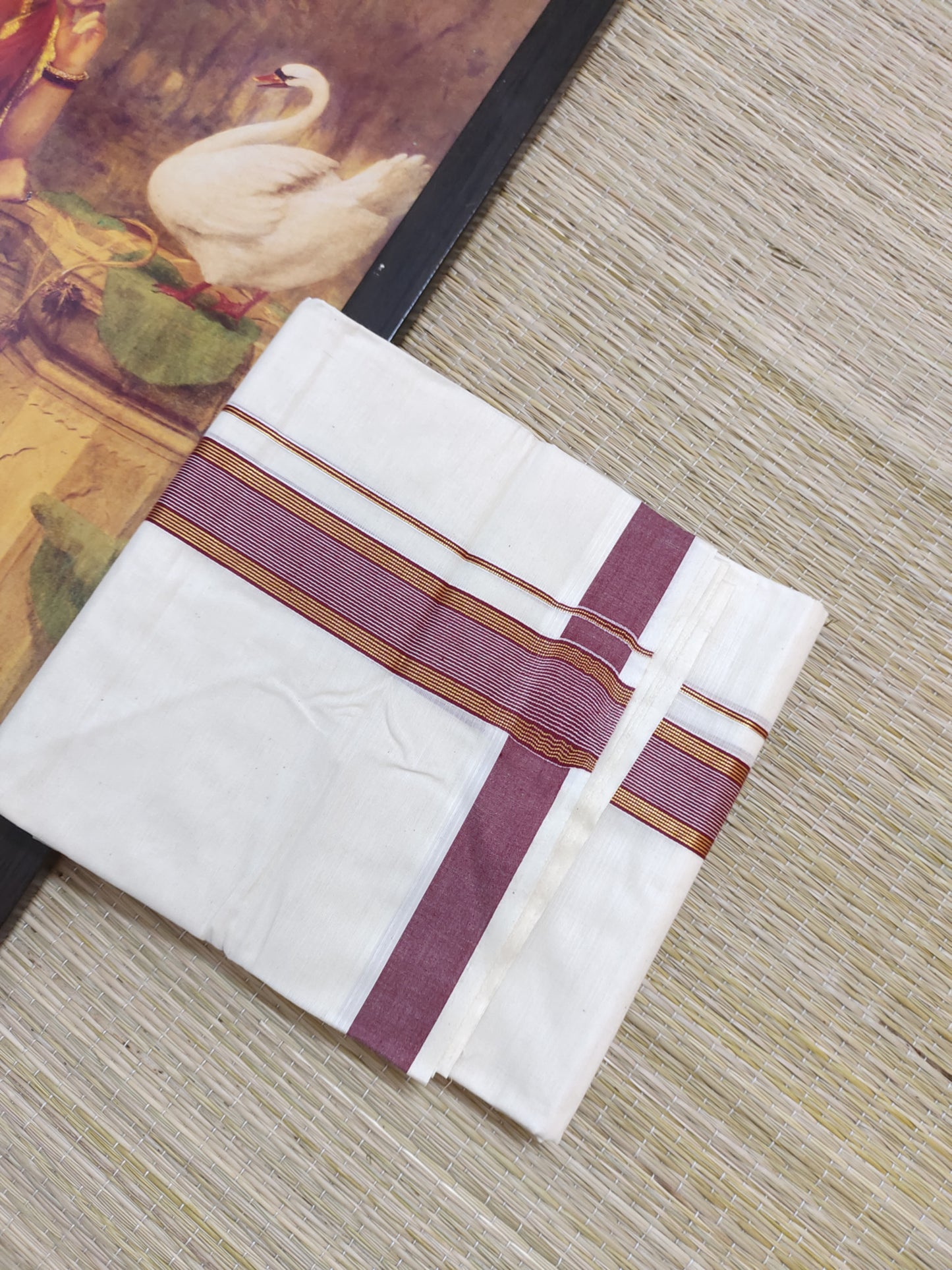 Premium Cotton Men's Double Dhoti (4 Metres).