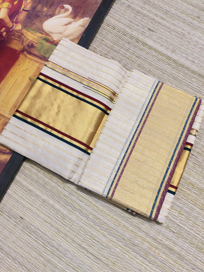 Premium Tissue Handloom  Saree With All-Over Stripes