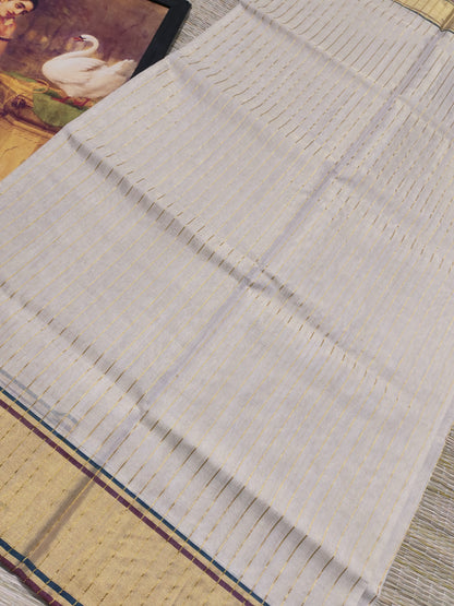Premium Tissue Handloom  Saree With All-Over Stripes