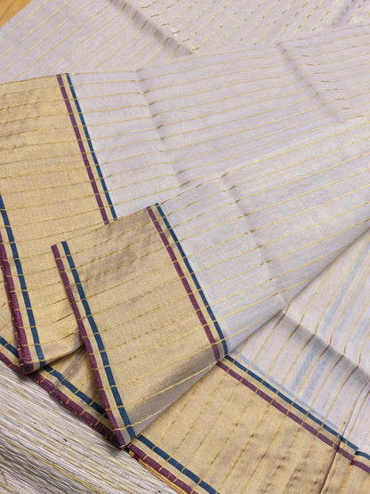 Premium Tissue Handloom  Saree With All-Over Stripes