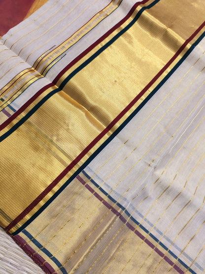 Premium Tissue Handloom  Saree With All-Over Stripes