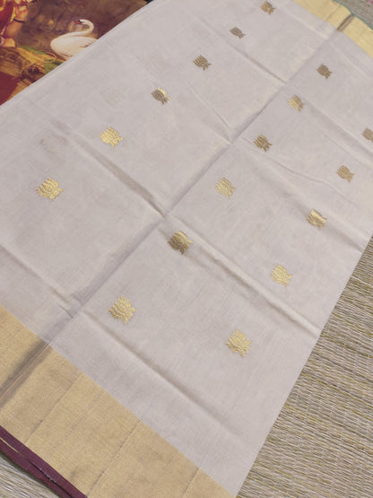 Premium Handloom Tissue  Saree With Lotus Motif .