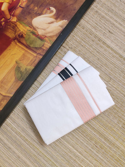 White Cotton Men's Double Dhoti (4 Metres).