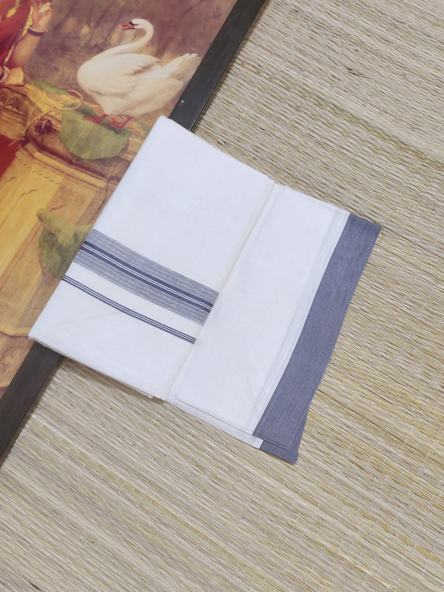 White Cotton Men's Double Dhoti (4 Metres).