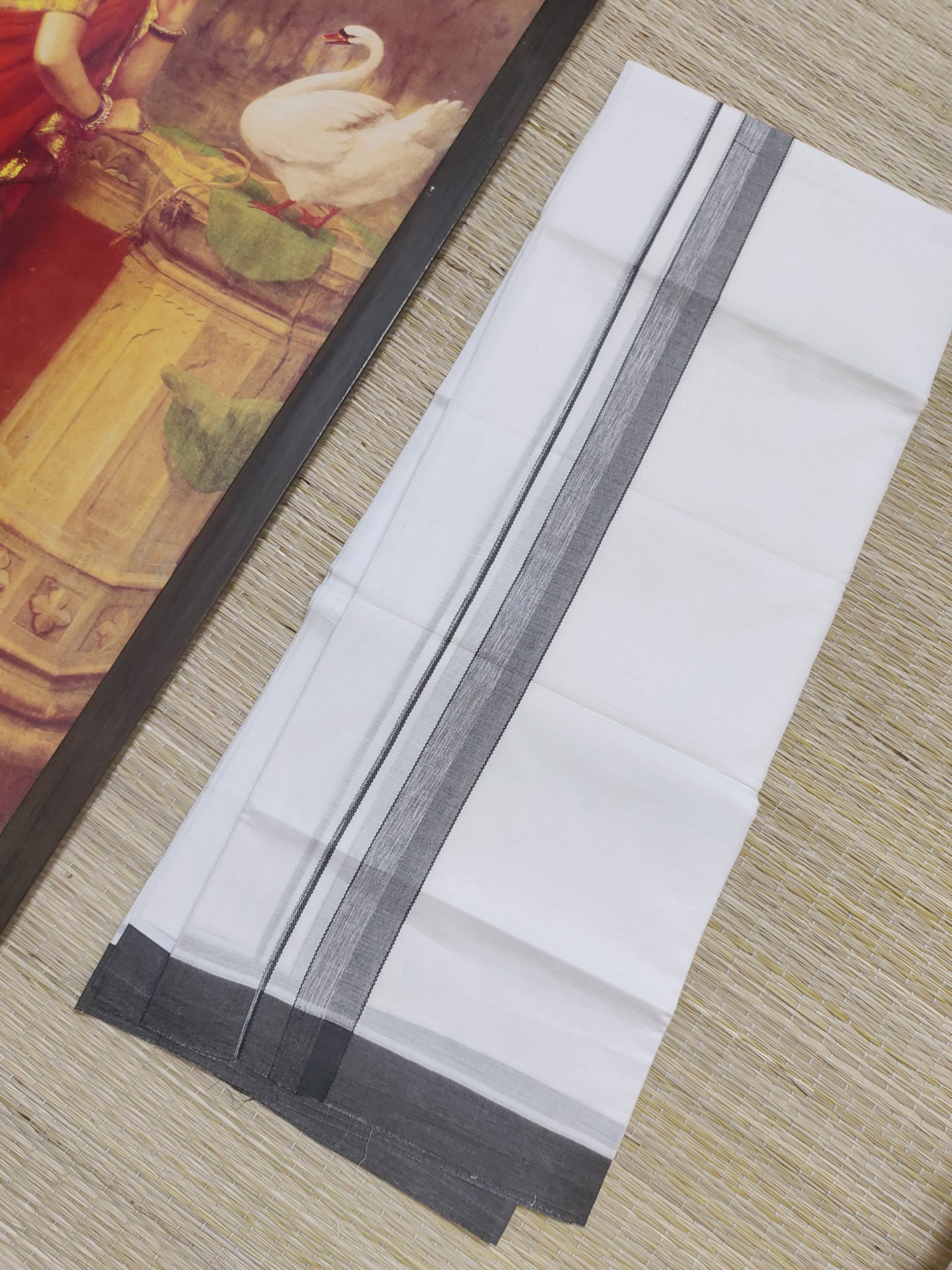 White Cotton Men's Double Dhoti (4 Metres).
