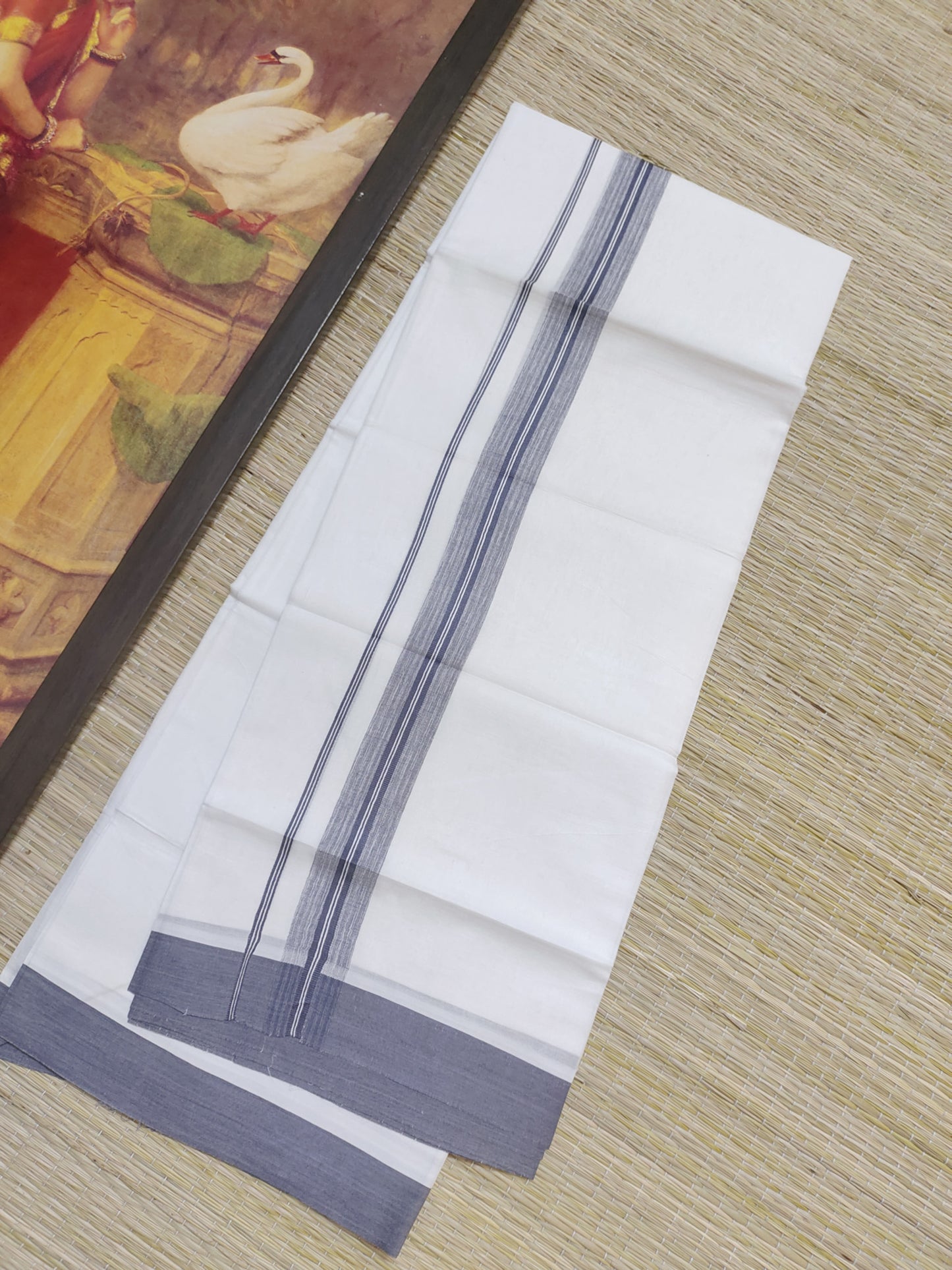 White Cotton Men's Double Dhoti (4 Metres).