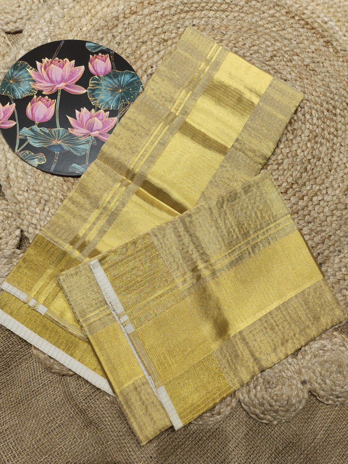 Premium Handloom Full Tissue Bridal Set Mundu With Micro Checks (2.80 Metres).