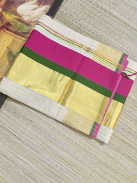 Premium Kuthumpully HandLoom Gold Tissue Saree With Buttas