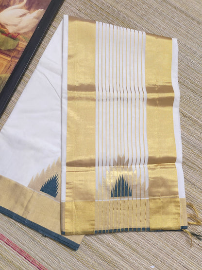 Premium Kuthampully  HandLoom Saree With Temple Borders - FestiveEdit